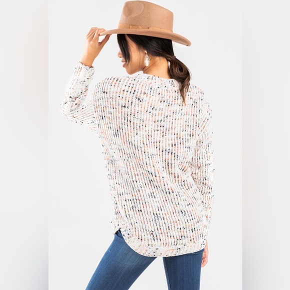 NWT Moon & Madison Confetti Specked Soft Open Knit Pullover Sweater - Picture 2 of 7